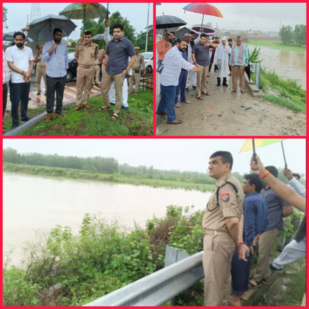रामपुर डीएम और रामपुर एसपी ने किया कोसी नदी क्षेत्र का निरीक्षण
