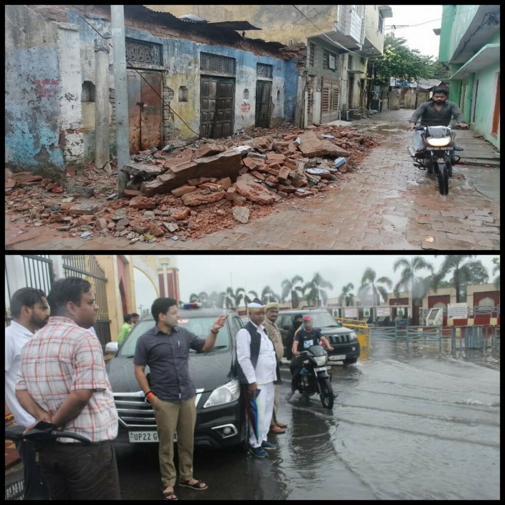 रामपुर में लगातार हो रही मूसलाधार बारिश बनी आफत, शहर में जगह-जगह जलभराव की समस्या, गिर रहे मकान