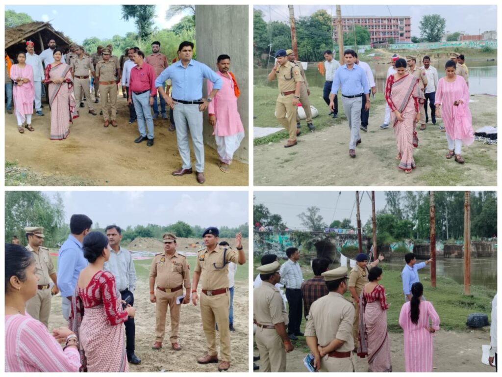 मूर्ति विसर्जन की तैयारियों को लेकर डीएम- एसपी ने घाटों का किया निरीक्षण