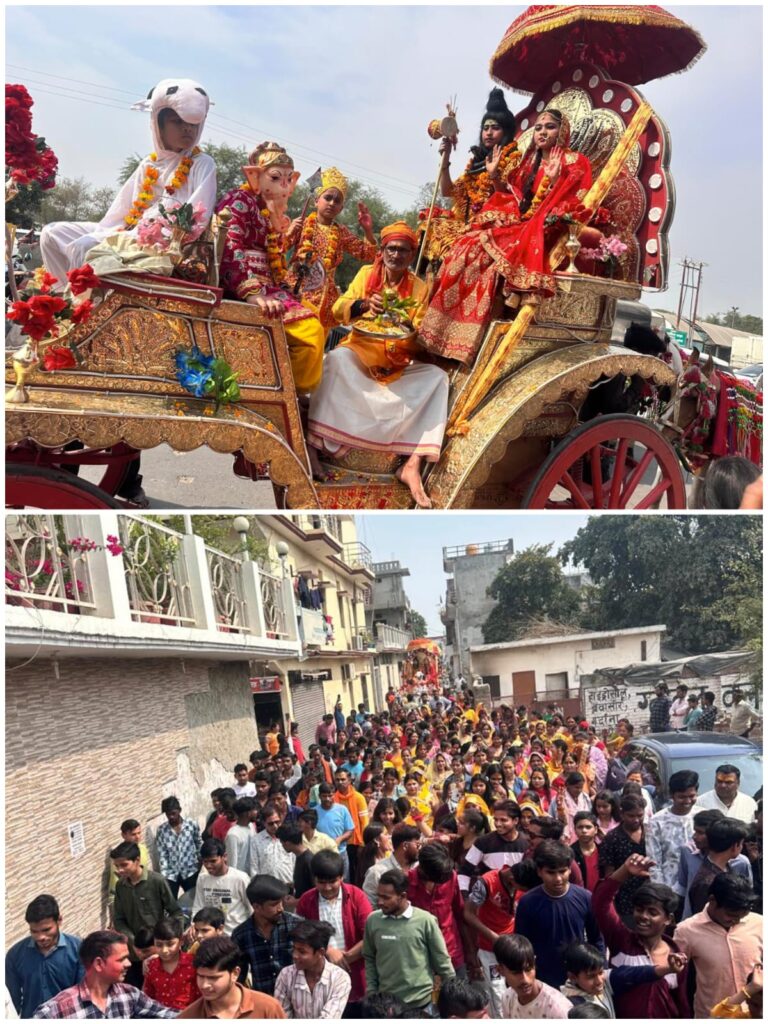 सरोजनीनगर के शांतिनगर मे निकाली गयी भव्य शोभायात्रा, भक्तों ने भंडारे का चखा प्रसाद